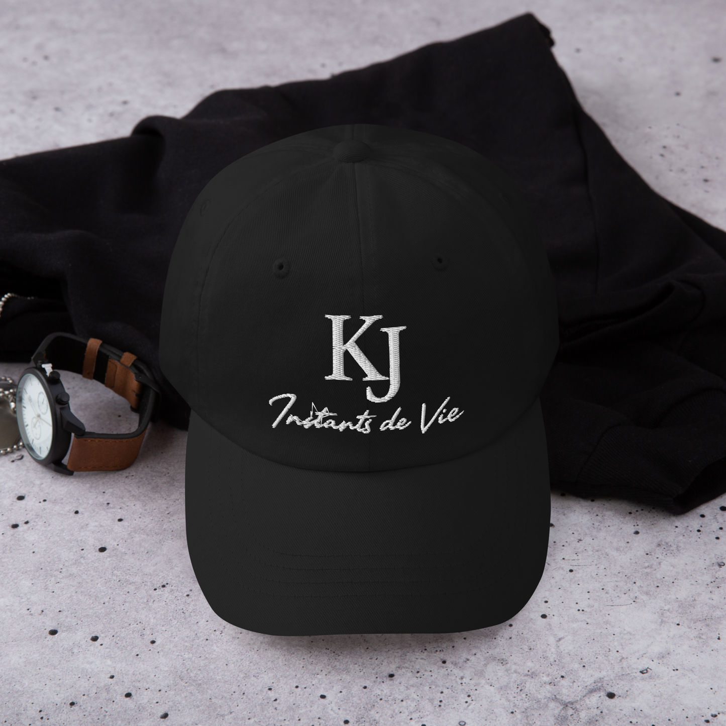 Casquette KJ instants de vie brodée noir