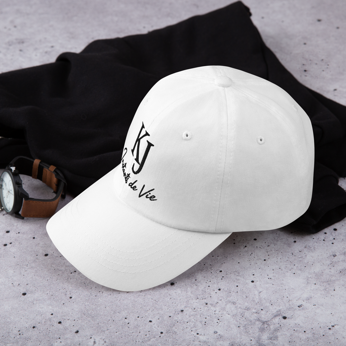 Casquette KJ instants de vie brodée blanche