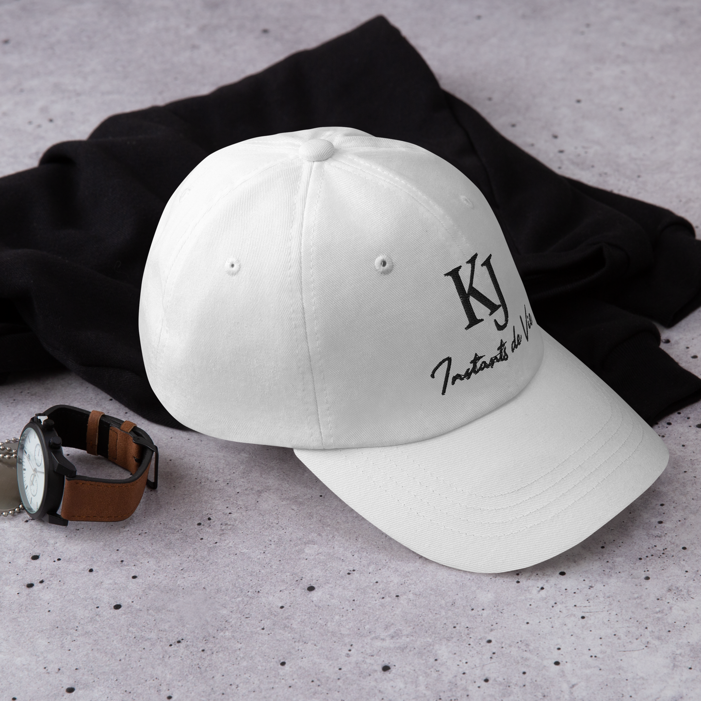 Casquette KJ instants de vie brodée blanche